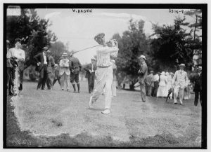 walter hagen posing after golf shot